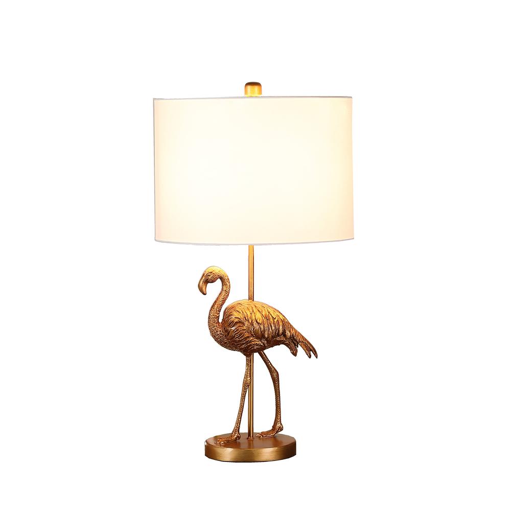 26" in MATTE GOLD FLAMINGO RESIN TABLE LAMP. Picture 2