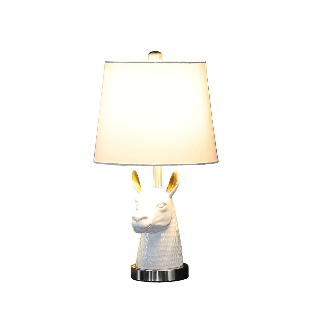 20.5" in PATAGONIA WHITE LLAMA BUST RESIN TABLE LAMP. Picture 2
