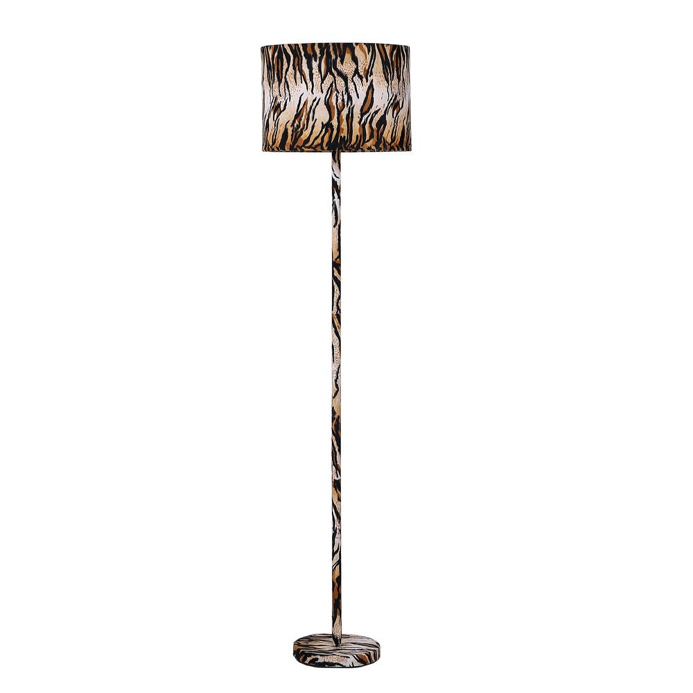 59" in FAUX SUEDE TIGER PRINT FLOOR LAMP. Picture 1