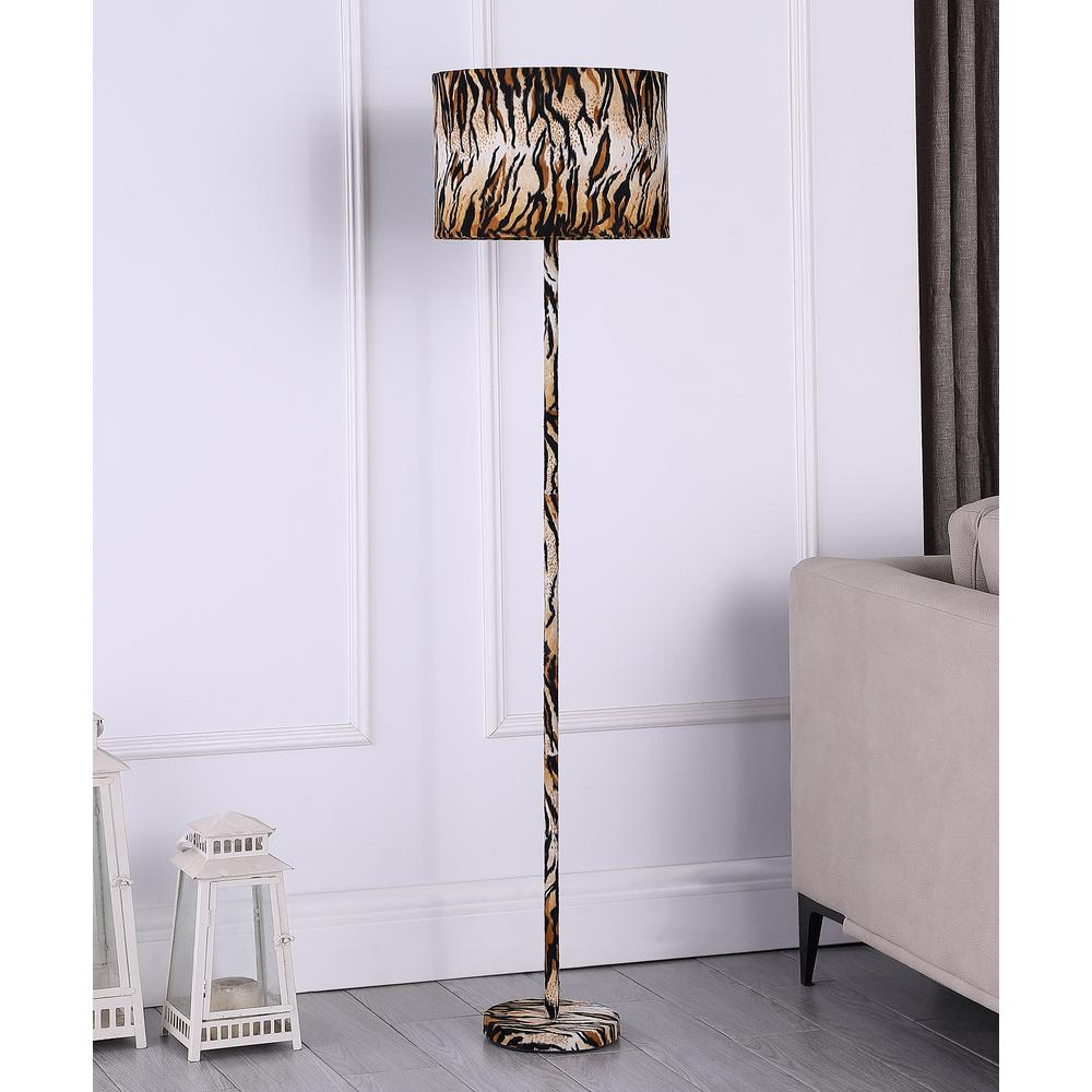59" in FAUX SUEDE TIGER PRINT FLOOR LAMP. Picture 3