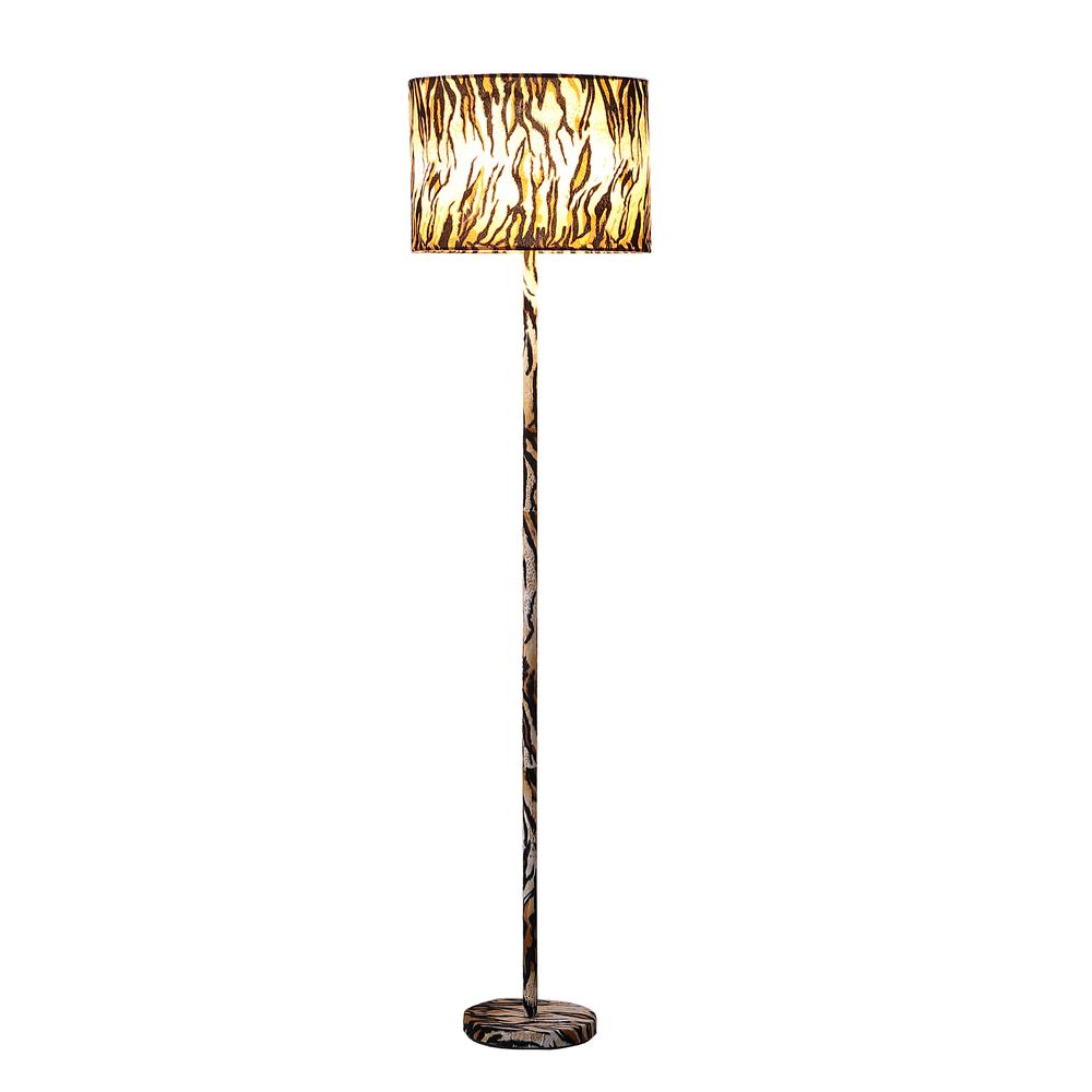 59" in FAUX SUEDE TIGER PRINT FLOOR LAMP. Picture 2