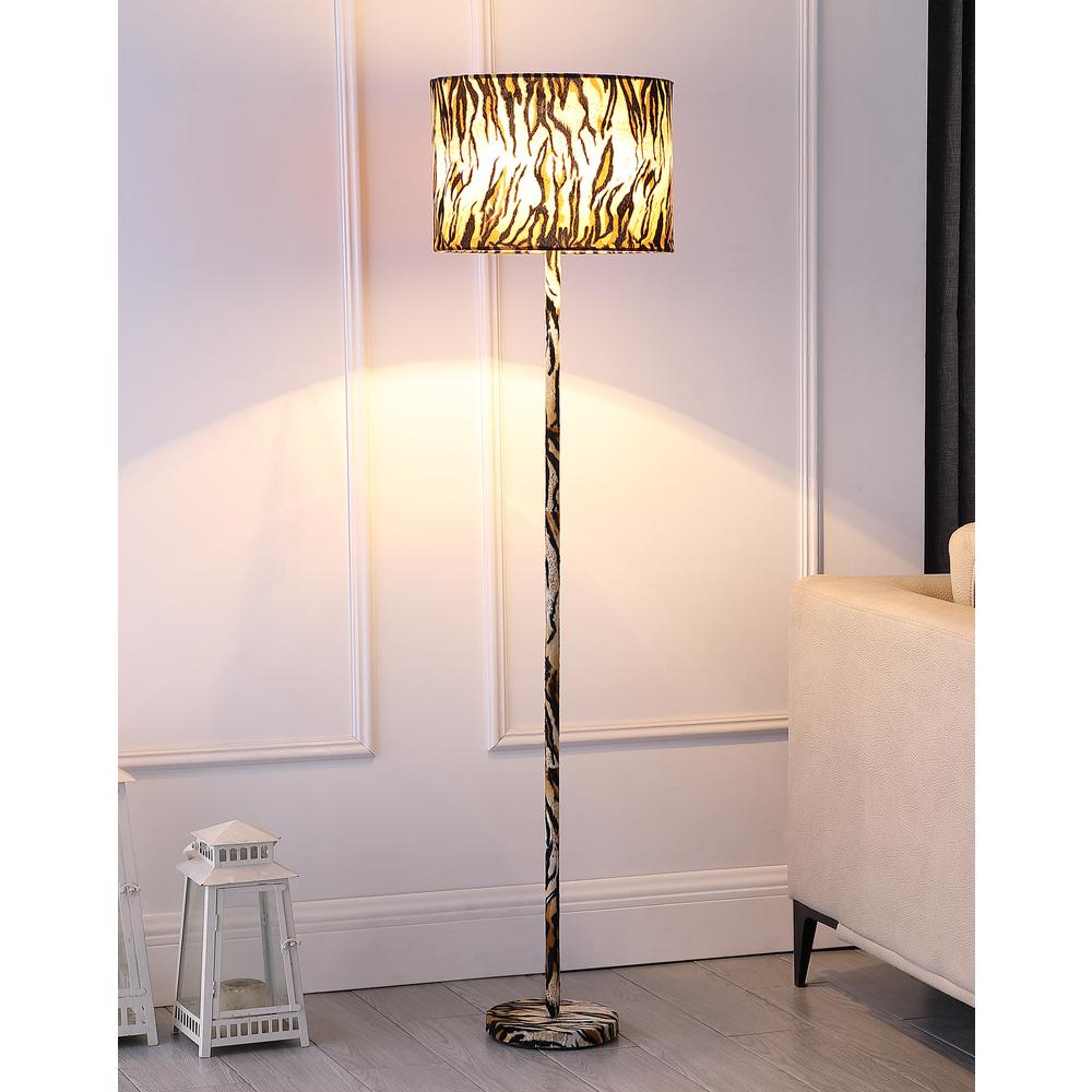 59" in FAUX SUEDE TIGER PRINT FLOOR LAMP. Picture 4