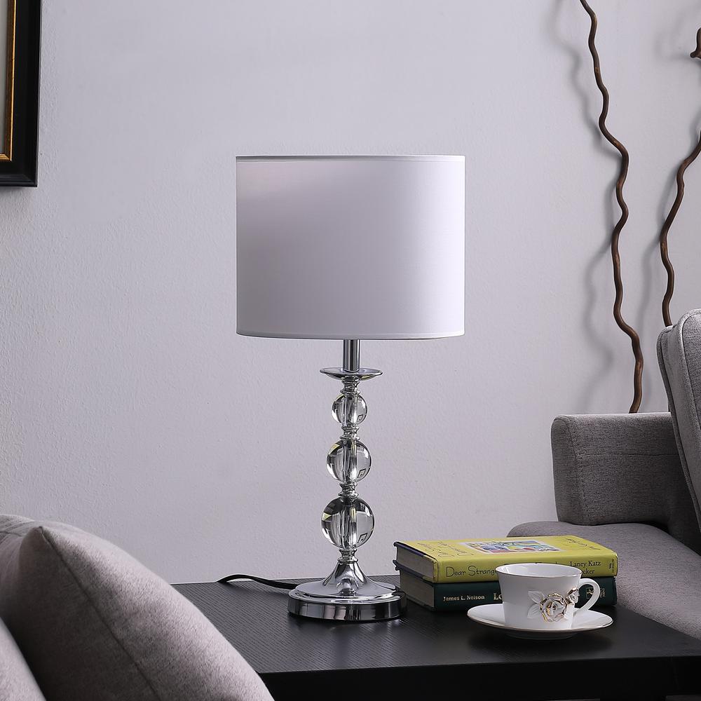19.75" In Ascending Solid Crystal Orbs Chrome Table Lamp. Picture 3
