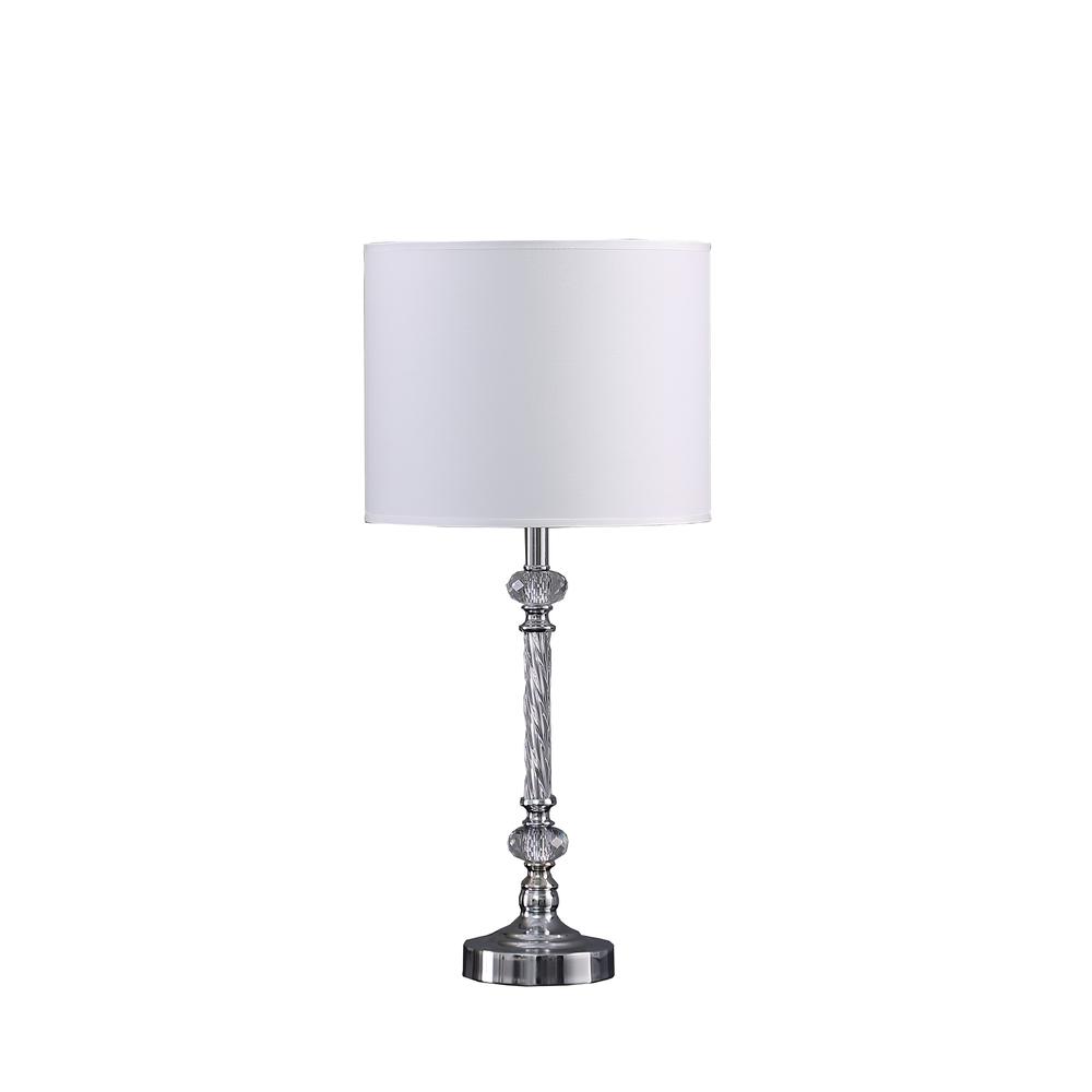 19.25" In Audrey Twisted Crystal Modern Silver Table Lamp. Picture 1
