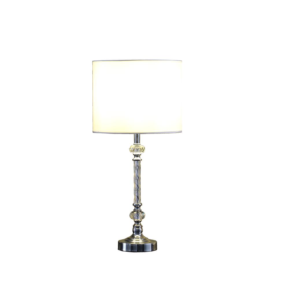 19.25" In Audrey Twisted Crystal Modern Silver Table Lamp. Picture 2