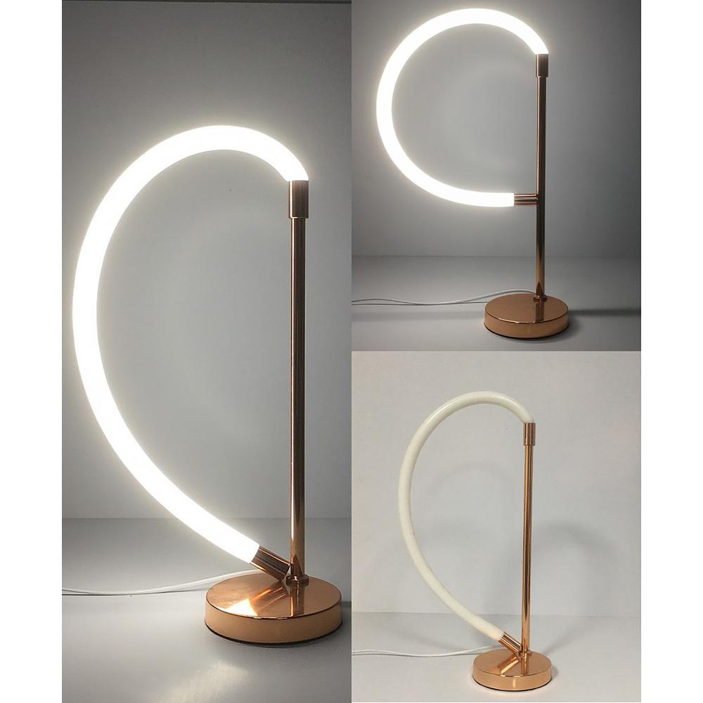 20.5" In Elastilight Led Tube W/ Magnetic End Contemporary Rose Gold Table Lamp. Picture 7