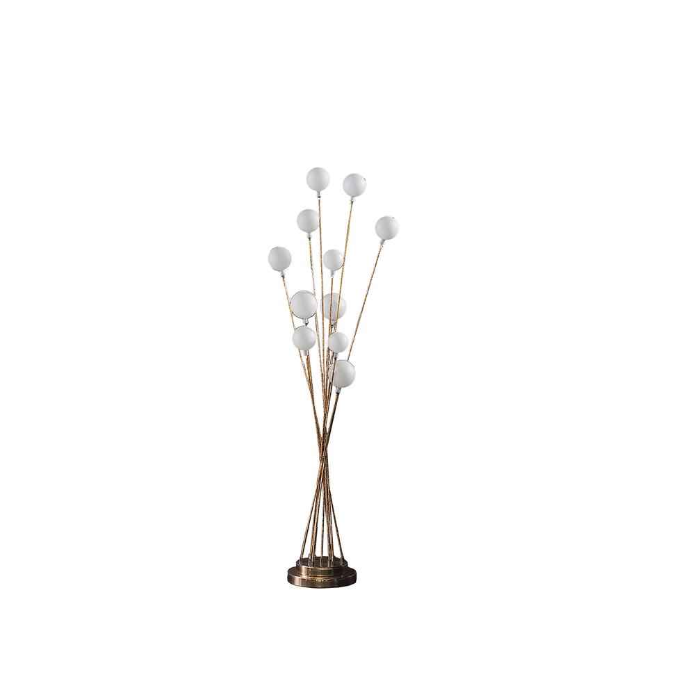 46" In 11-Light Acrylic Globe Aluminun Led Chrysanthe Yellow Gold Metal Floor Lamp. The main picture.