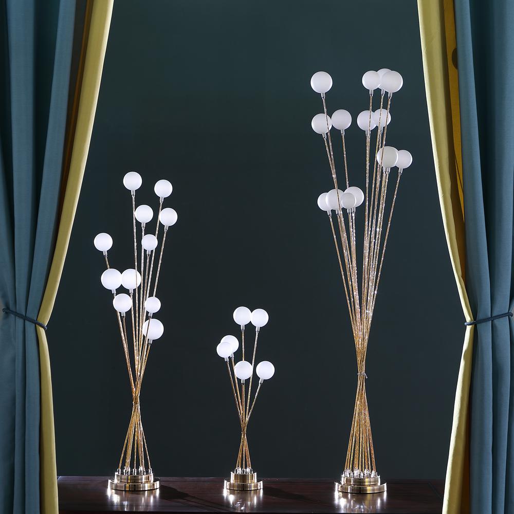 6-Light Acrylic Globe Aluminun Led Chrysanthe Metal Table Lamp. Picture 5