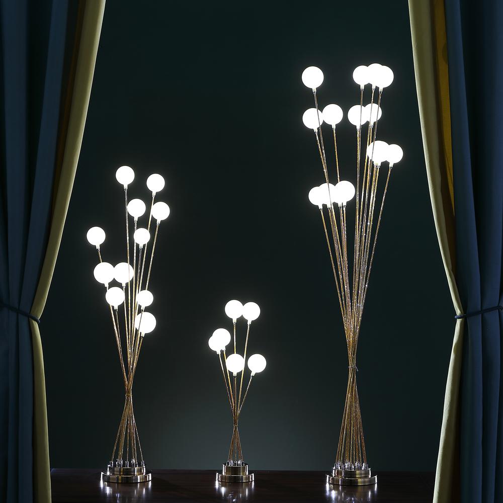 6-Light Acrylic Globe Aluminun Led Chrysanthe Metal Table Lamp. Picture 6