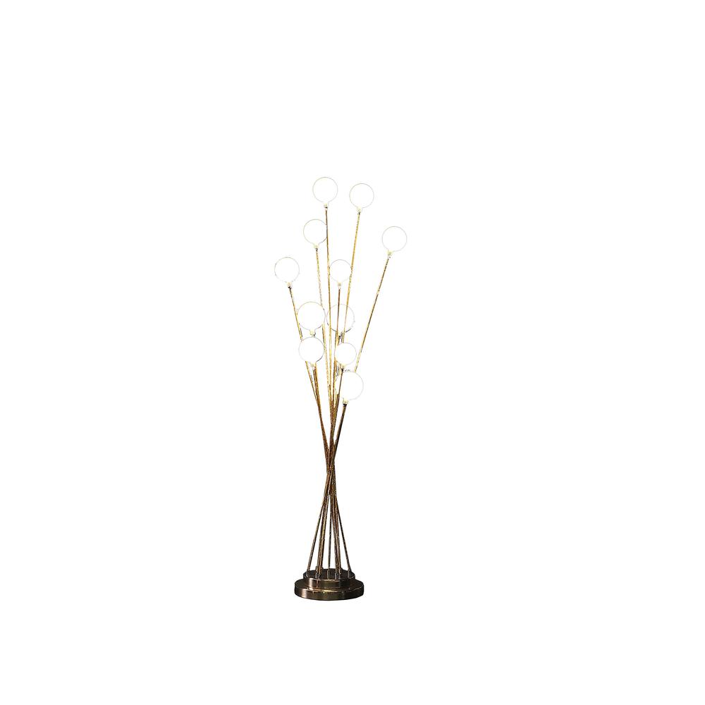 46" In 11-Light Acrylic Globe Aluminun Led Chrysanthe Yellow Gold Metal Floor Lamp. Picture 2