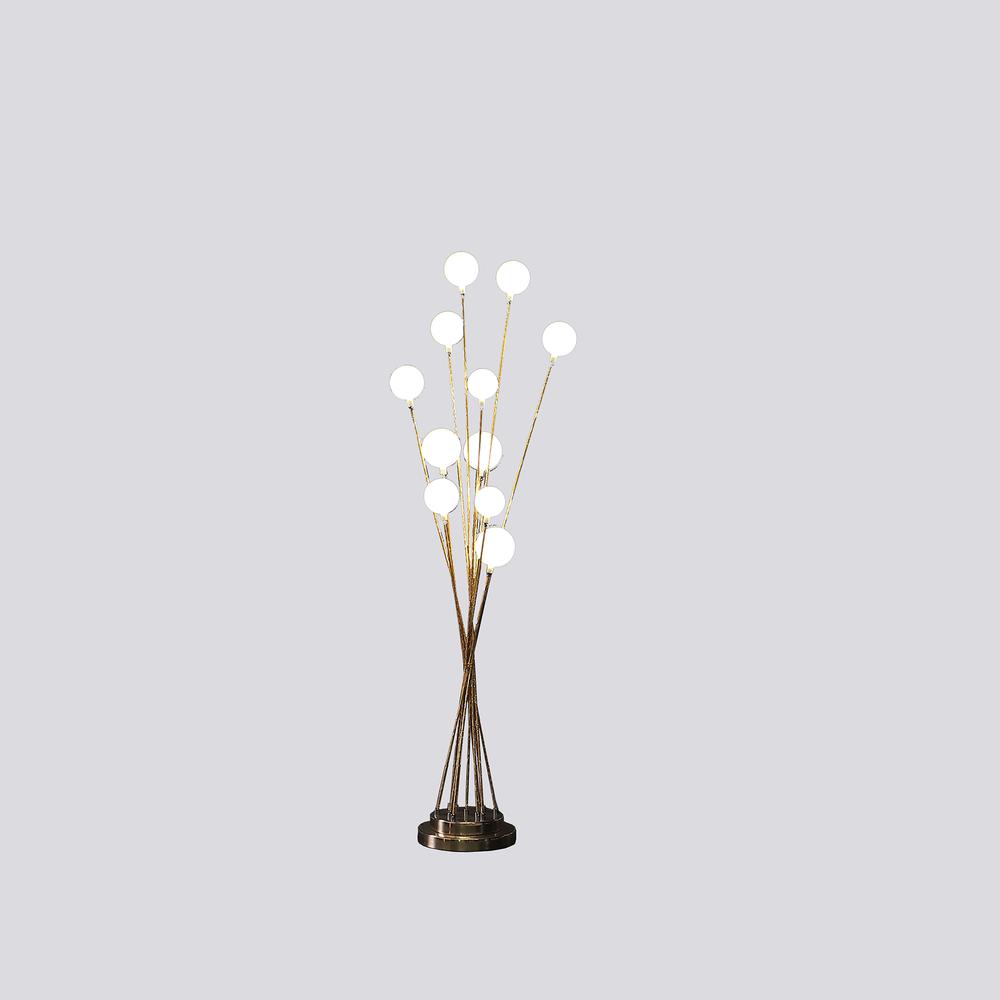 46" In 11-Light Acrylic Globe Aluminun Led Chrysanthe Yellow Gold Metal Floor Lamp. Picture 3