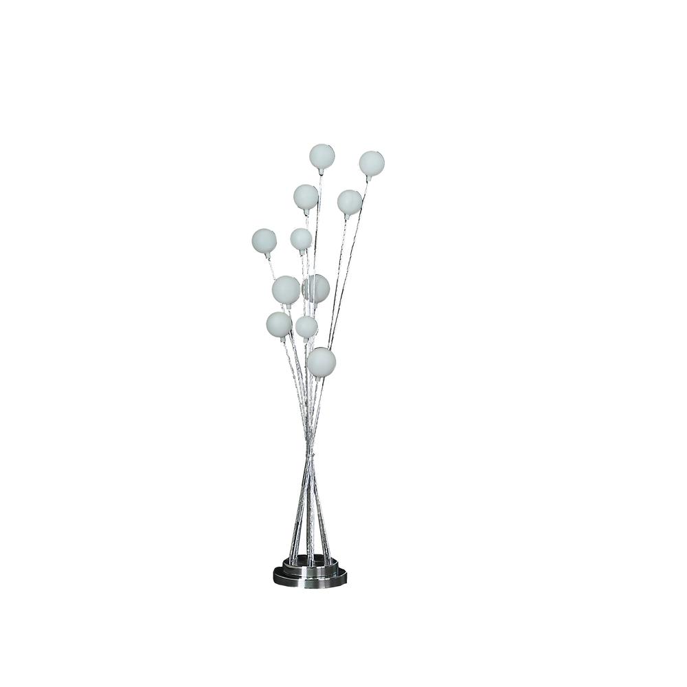46" In 11-Light Acrylic Globe Aluminun Led Chrysanthe Silver Chrome Metal Floor Lamp. Picture 1