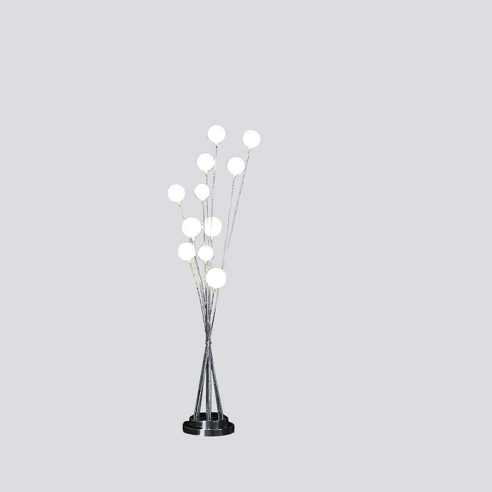 46" In 11-Light Acrylic Globe Aluminun Led Chrysanthe Silver Chrome Metal Floor Lamp. Picture 3