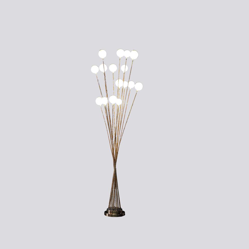 In 16-Light Acrylic Globe Aluminun Led Chrysanthe Yellow Gold Metal Floor Lamp. Picture 3