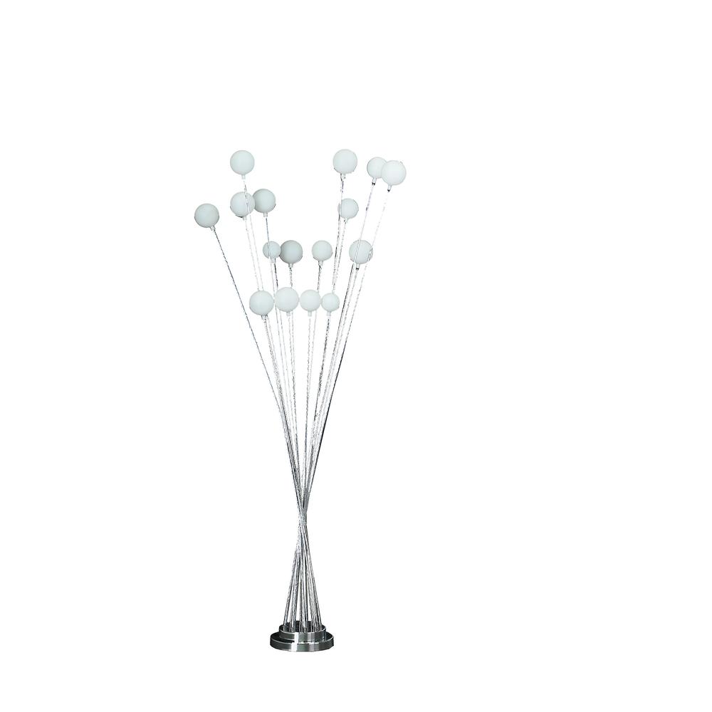 16-Light Acrylic Globe Aluminun Led Chrysanthe Silver Chrome Metal Floor Lamp. Picture 1