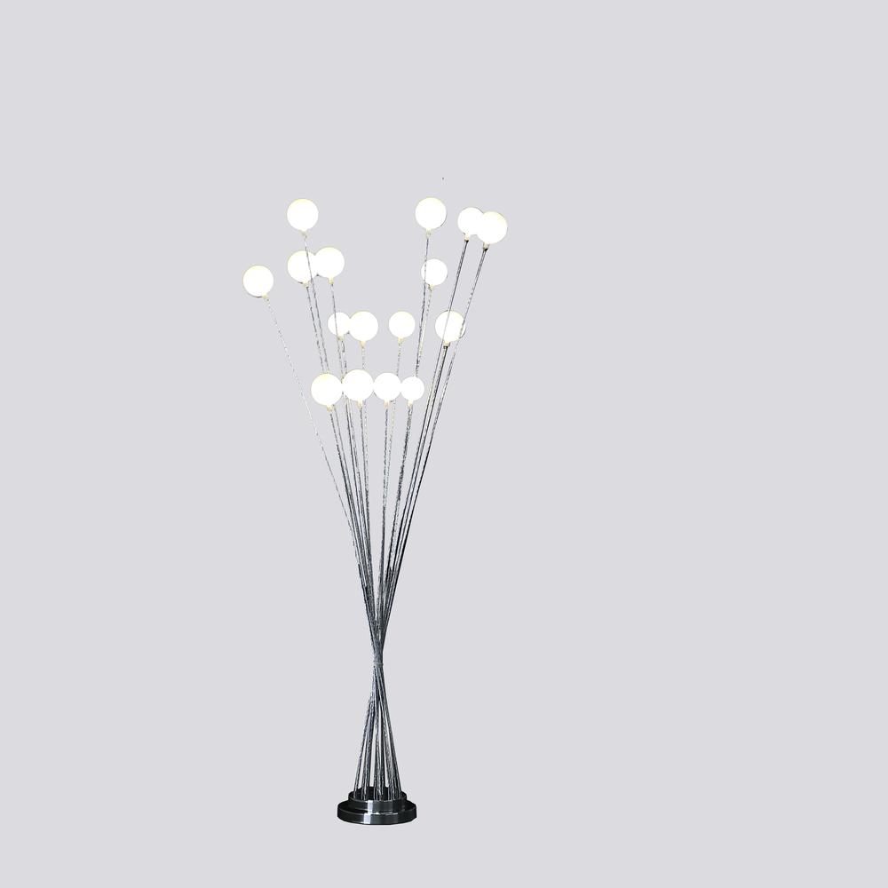 16-Light Acrylic Globe Aluminun Led Chrysanthe Silver Chrome Metal Floor Lamp. Picture 3