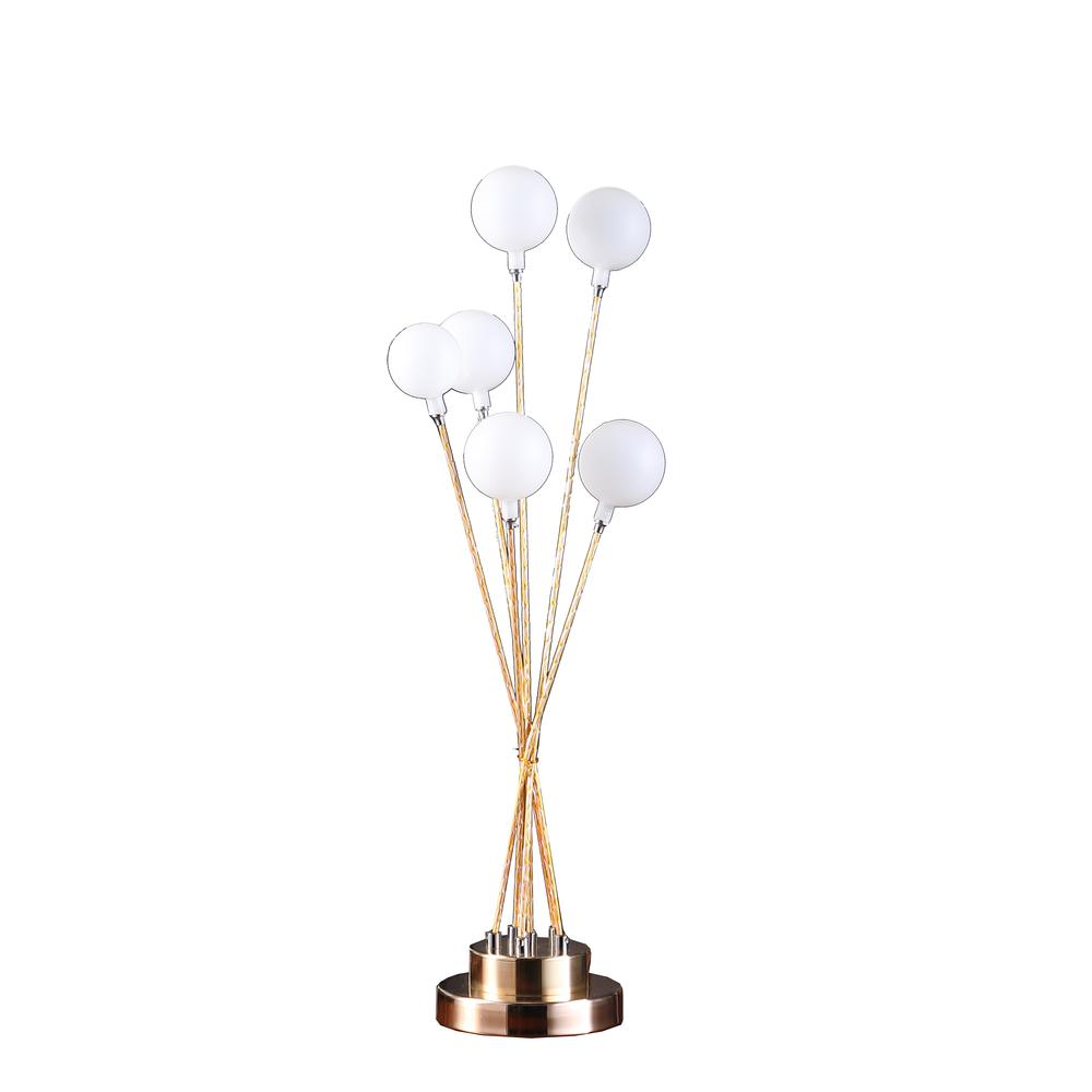 6-Light Acrylic Globe Aluminun Led Chrysanthe Metal Table Lamp. Picture 1