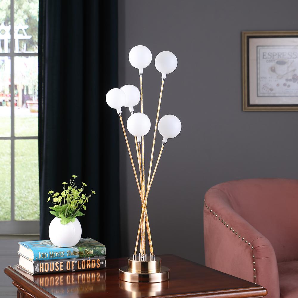 6-Light Acrylic Globe Aluminun Led Chrysanthe Metal Table Lamp. Picture 3