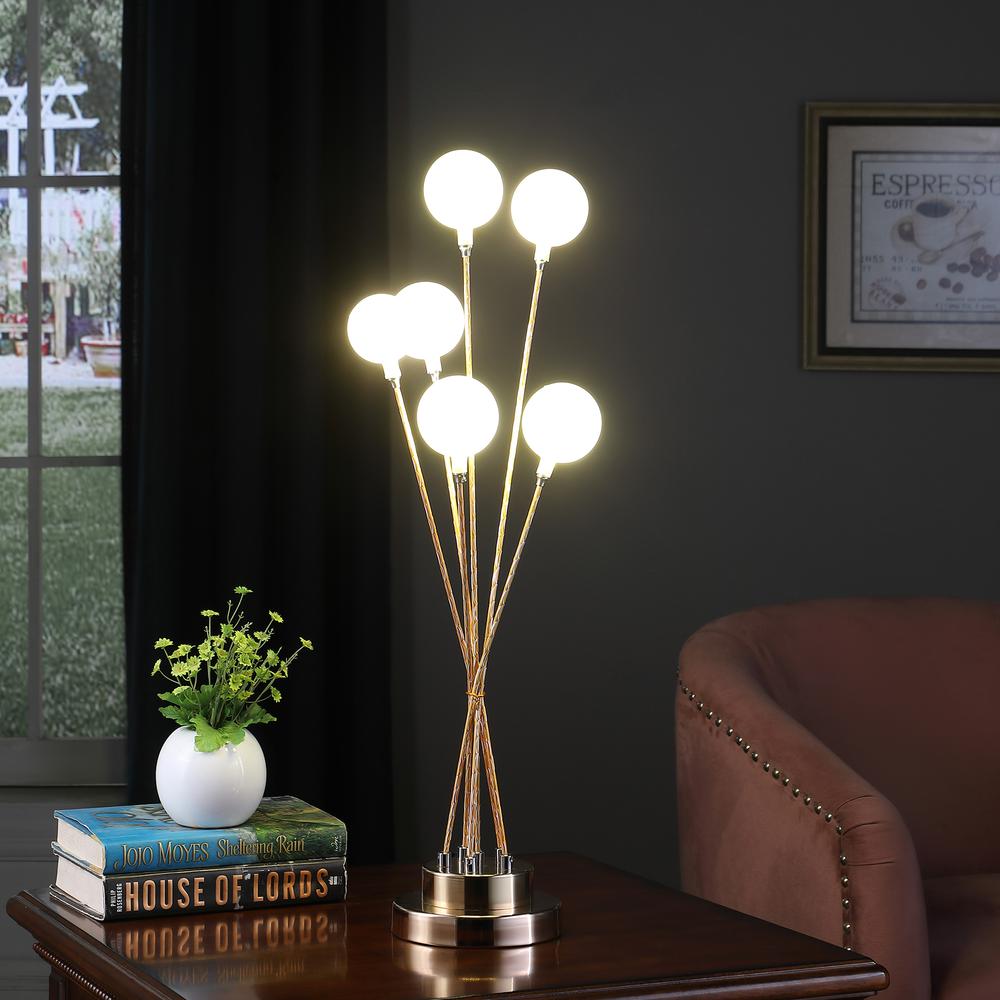 6-Light Acrylic Globe Aluminun Led Chrysanthe Metal Table Lamp. Picture 4