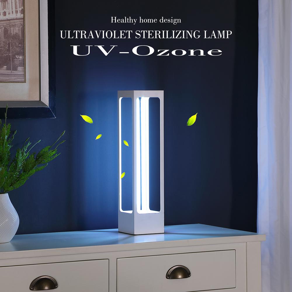 16.5" in UV STERILIZED WHITE METAL TABLE LAMP W/ REMOTE CONTROL. Picture 7