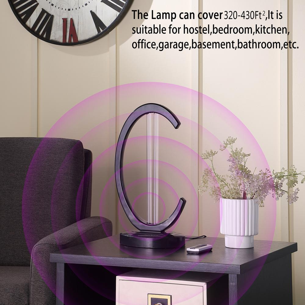 16" in UV STERILIZED BLACK SEMI OVAL TABLE LAMP W/ REMOTE CONTROL. Picture 8