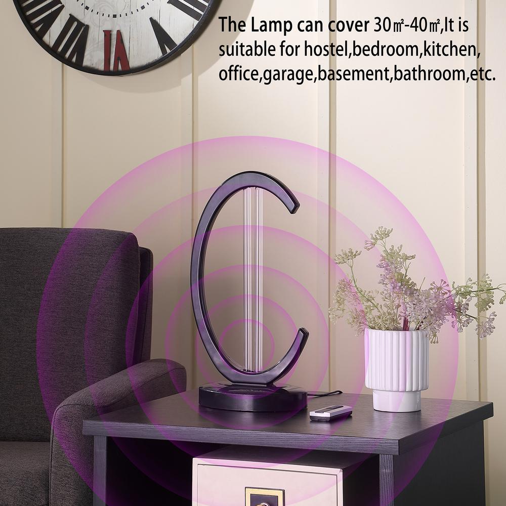 16" in UV STERILIZED BLACK SEMI OVAL TABLE LAMP W/ REMOTE CONTROL. Picture 9