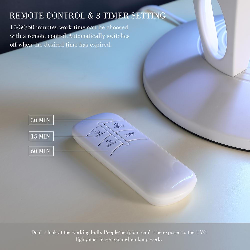 16.5" in UV STERILIZED WHITE TABLE LAMP W/ REMOTE CONTROL. Picture 11