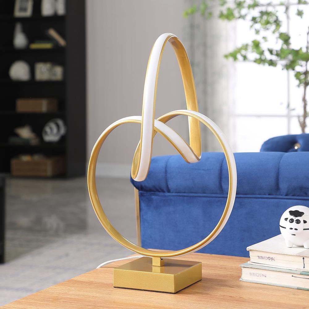 19" In Abstract Infinity Matte Gold Modern Table Lamp. Picture 3