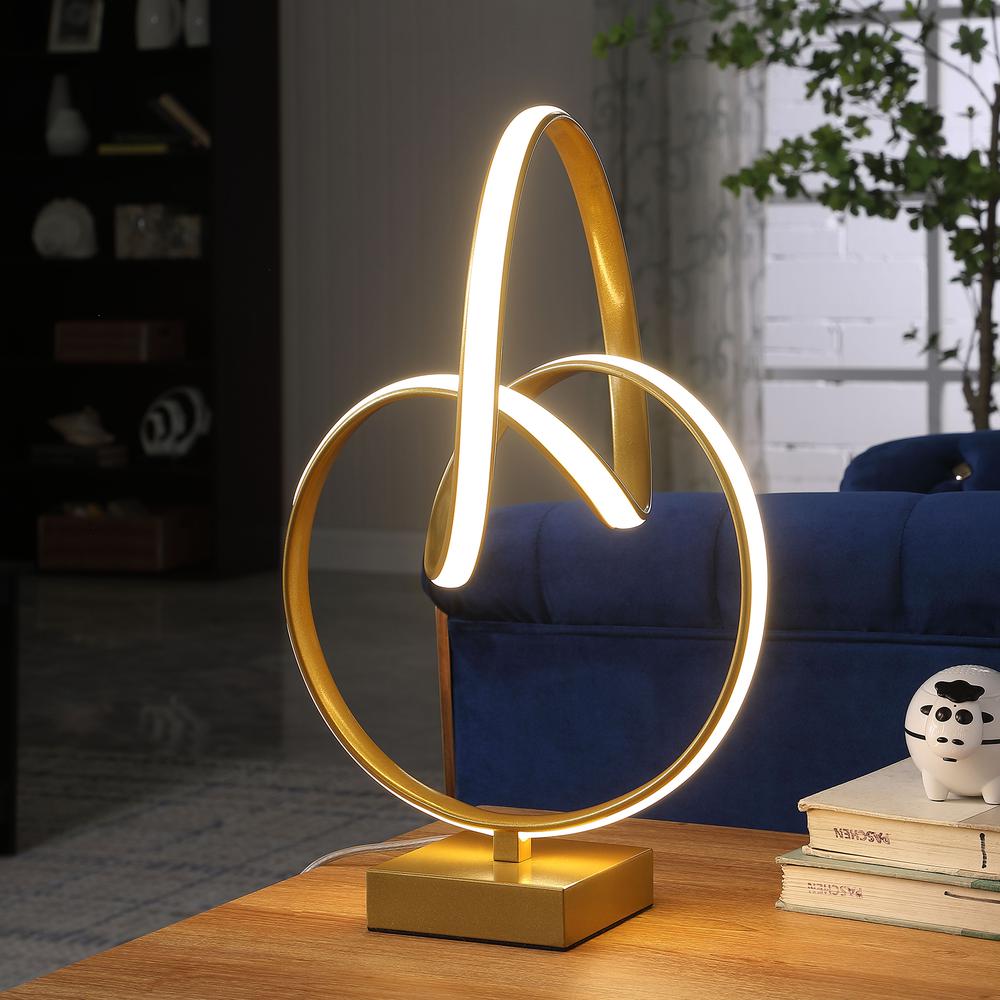 19" In Abstract Infinity Matte Gold Modern Table Lamp. Picture 4