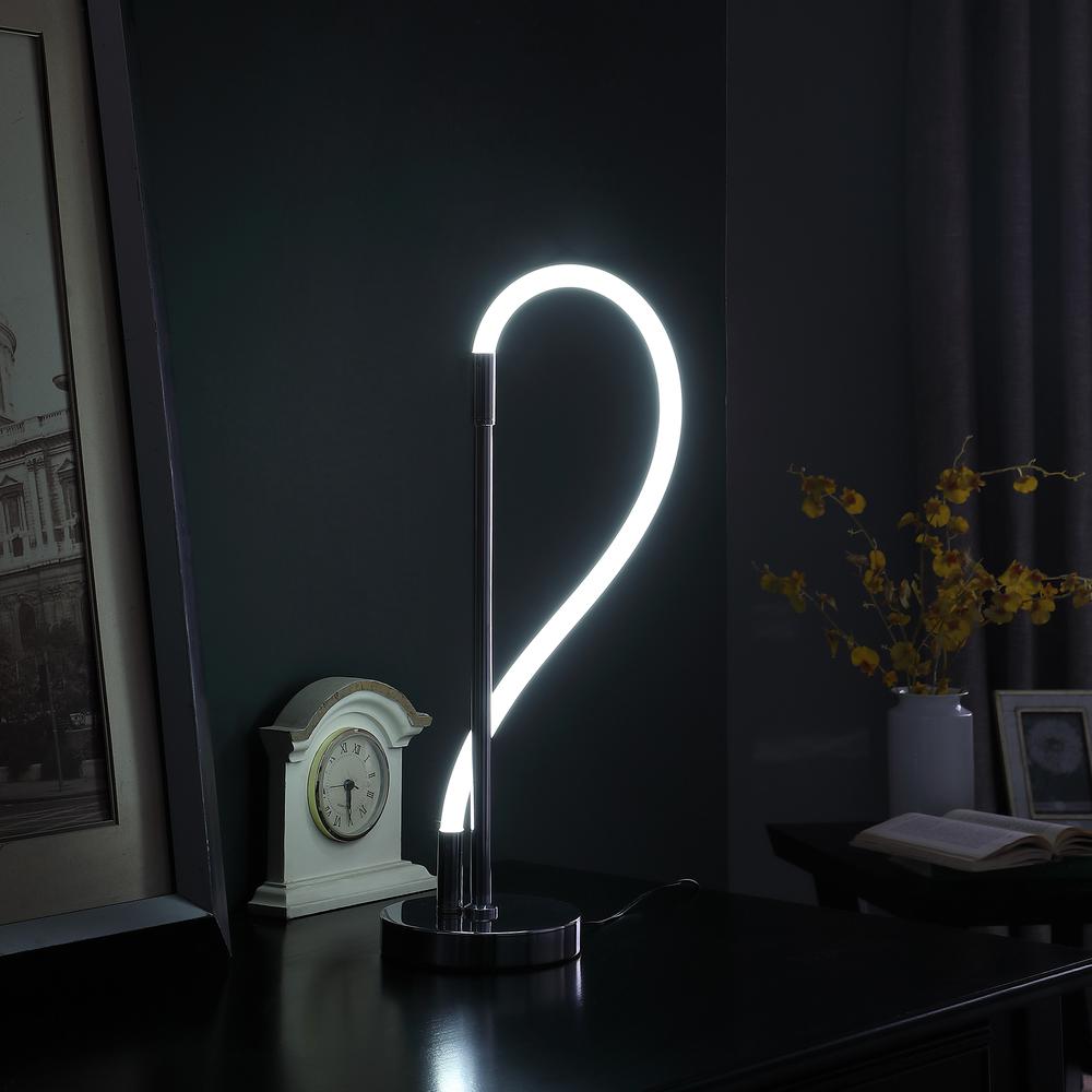 20.25" In Elastilight Led Tube W/ Magnetic End Contemporary Chrome Silver Table Lamp. Picture 6