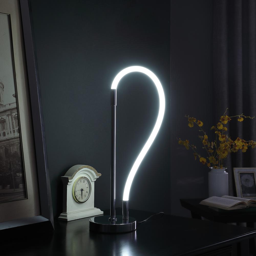 20.25" In Elastilight Led Tube W/ Magnetic End Contemporary Chrome Silver Table Lamp. Picture 4