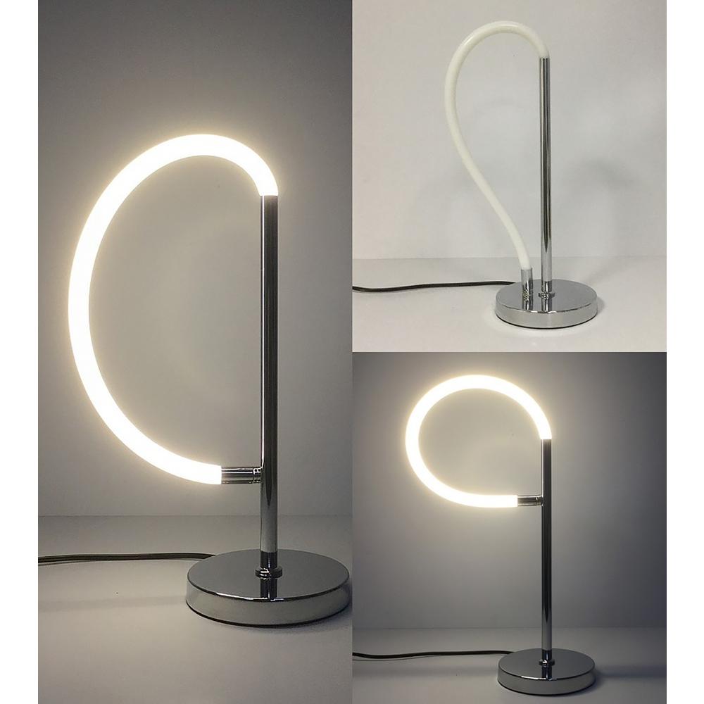 20.25" In Elastilight Led Tube W/ Magnetic End Contemporary Chrome Silver Table Lamp. Picture 7