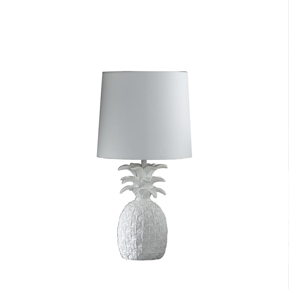 17" In Coastal White Tropical Heahea Pineapple Table Lamp. Picture 1