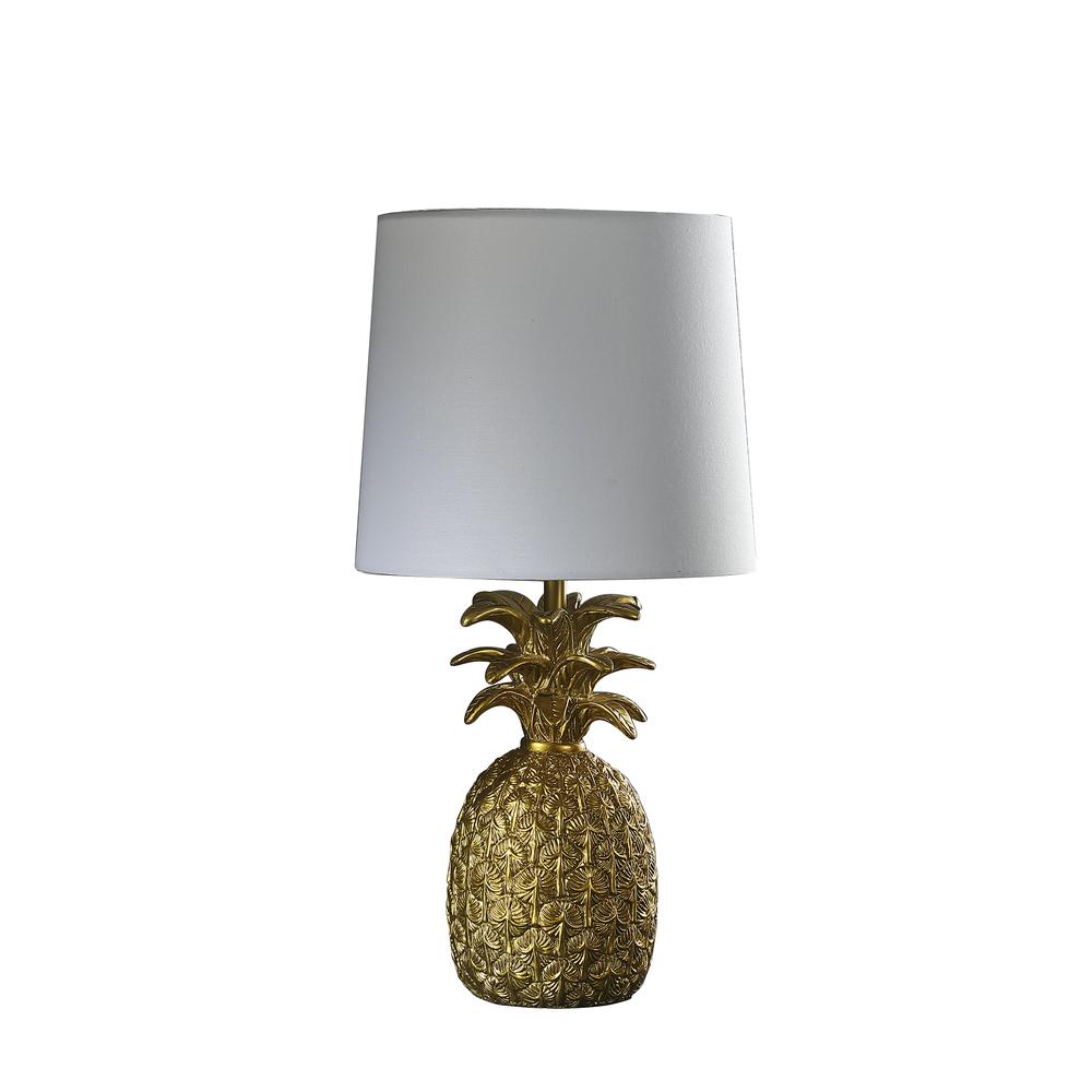 17" In Golden Brass Tropical Heahea Pineapple Table Lamp. Picture 1