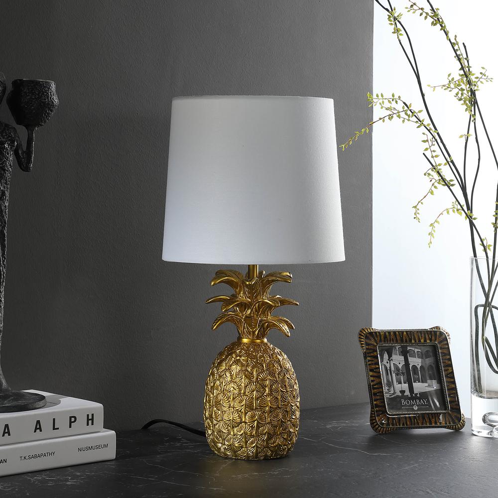 17" In Golden Brass Tropical Heahea Pineapple Table Lamp. Picture 3