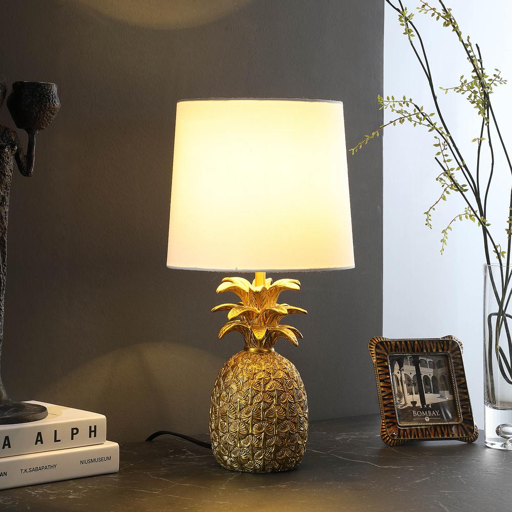 17" In Golden Brass Tropical Heahea Pineapple Table Lamp. Picture 4