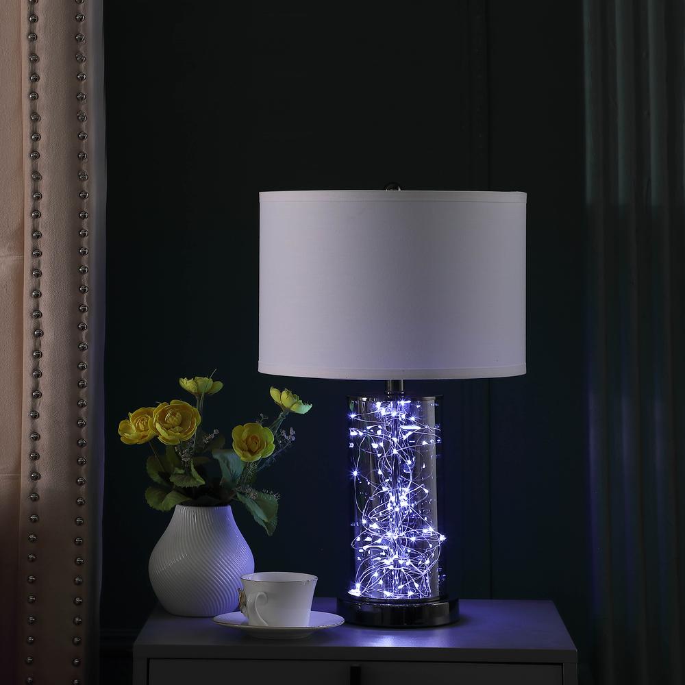 21.25" In Cynx Led Night Light Mid-Century Glass Black Chrome Table Lamp. Picture 5