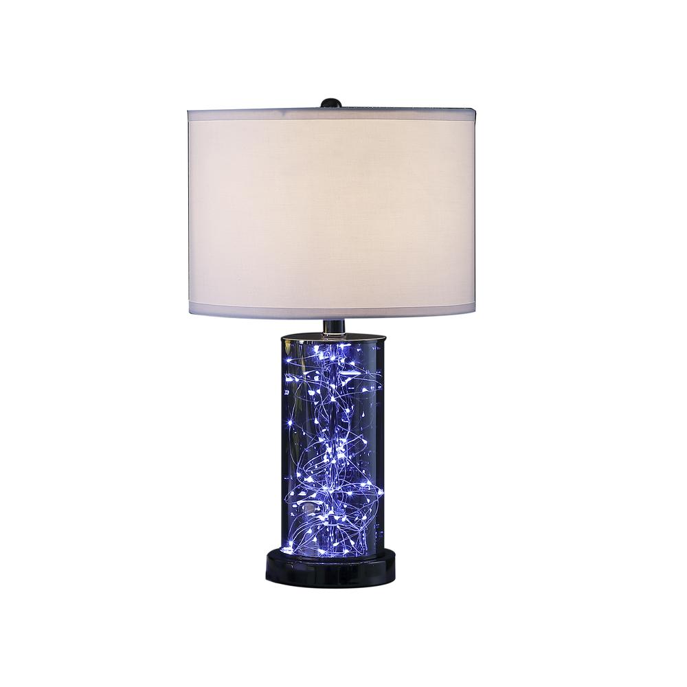 21.25" In Cynx Led Night Light Mid-Century Glass Black Chrome Table Lamp. Picture 2