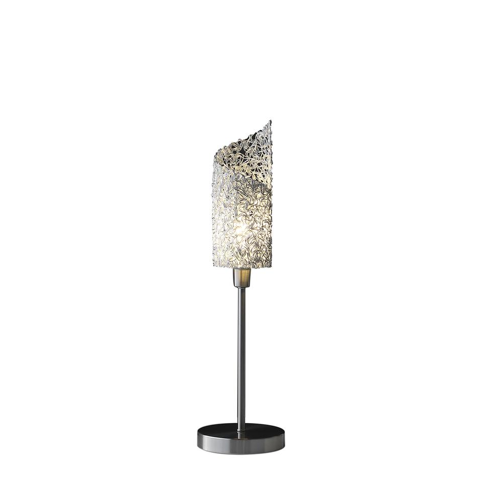 22" In Aldo Upright Concave Aluminum Brush Silver Table Lamp. Picture 2
