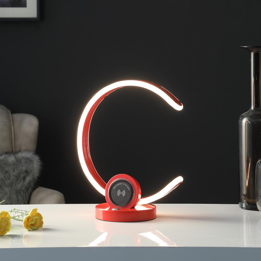 Modern C Shape Led W/ Usb/Wireless Charger Port And Touch Dimmer Table Lamp. Picture 6