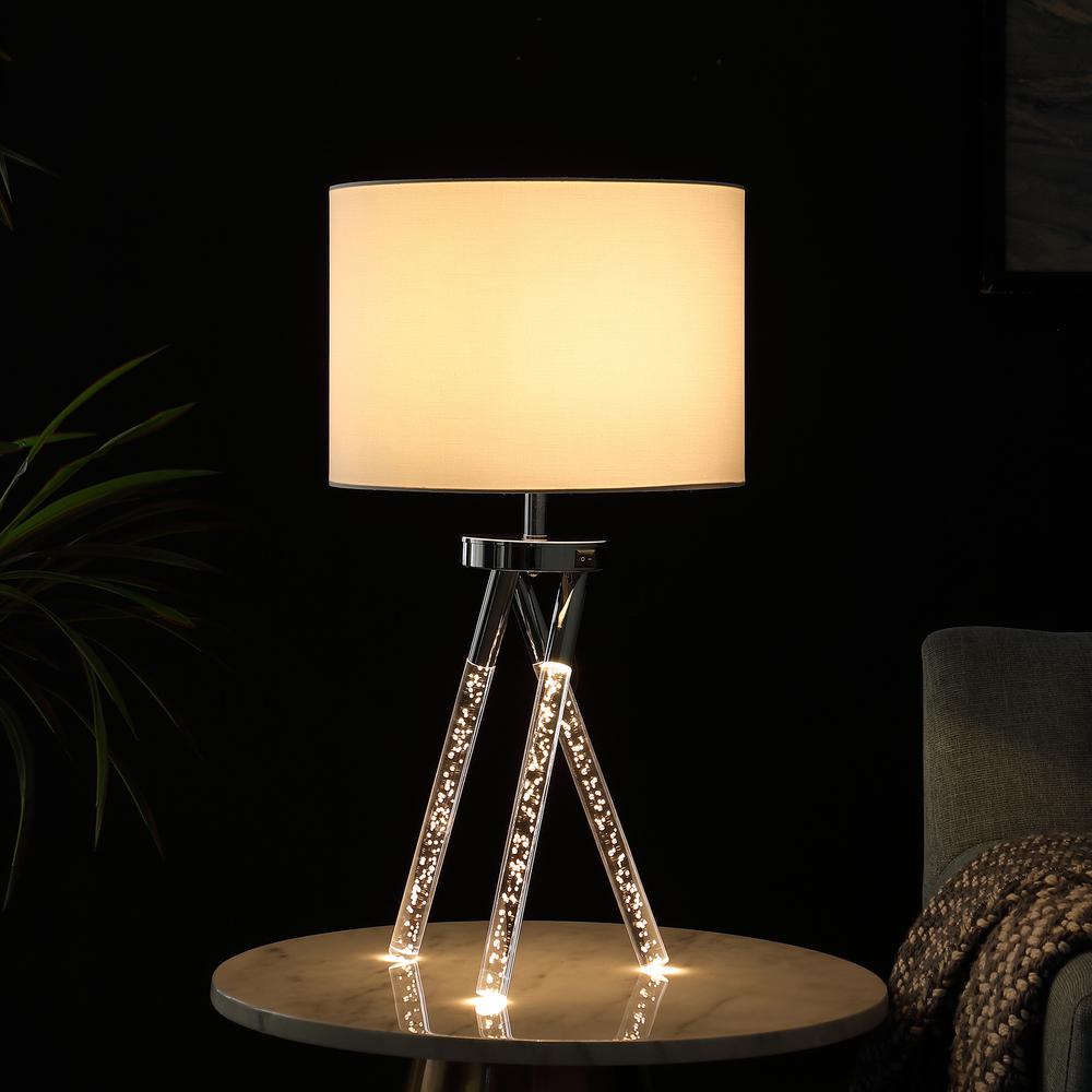 26.25" In Mid Century Birgit Led Acrylic Tapered Legs Silver Metal Table Lamp. Picture 6
