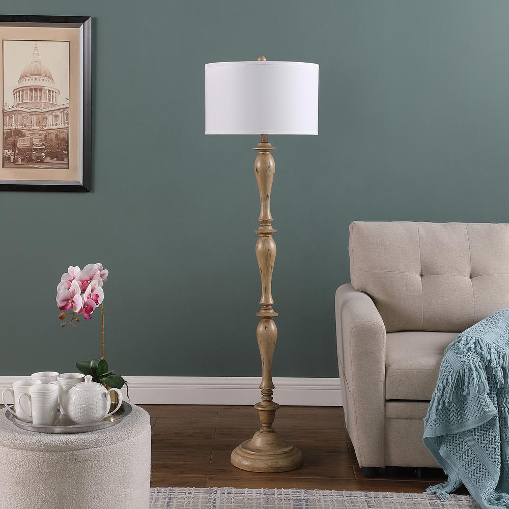 61.5" In Coastal Wood Effect Polyresin Floor Lamp. Picture 3