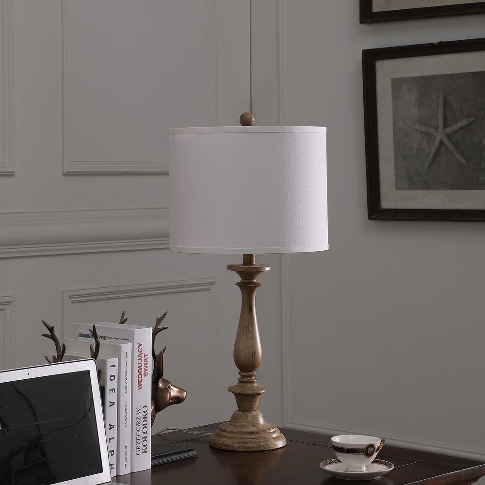 27.5" In Coastal Wood Effect Polyresin Table Lamp. Picture 3