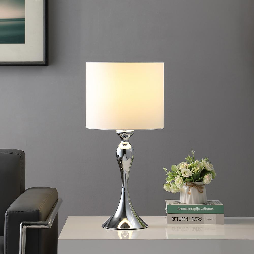24.5" in BAILEY DARK SILVER CHROME MODERN CANDLESTICK METAL TABLE LAMP. Picture 2