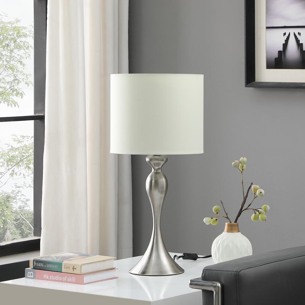 24.5" in BAILEY BRUSHED SILVER MODERN CANDLESTICK METAL TABLE LAMP. Picture 5