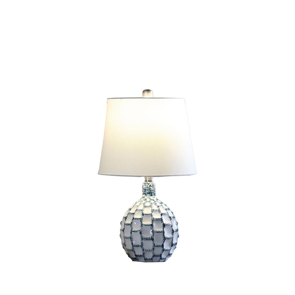 19.5" in MARIN COASTAL BEACHSIDE BLUE GREEN/WHITE CERAMIC TABLE LAMP. Picture 4