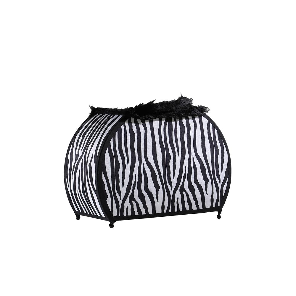 11.75" in ZEBRA ANIMAL PRINT PURSE w/ BLACK FAUX HANDLE TABLE LAMP. Picture 1