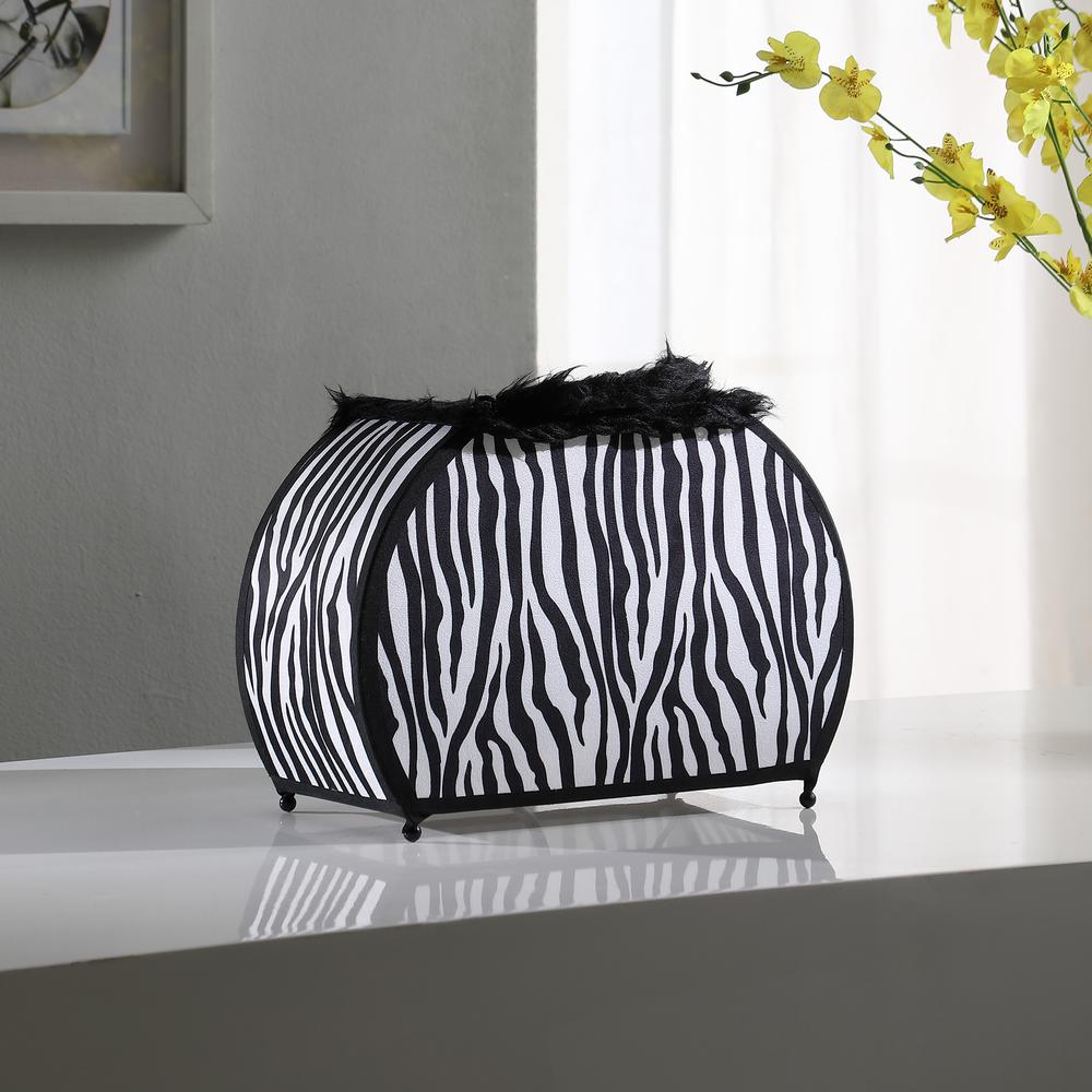 11.75" in ZEBRA ANIMAL PRINT PURSE w/ BLACK FAUX HANDLE TABLE LAMP. Picture 4