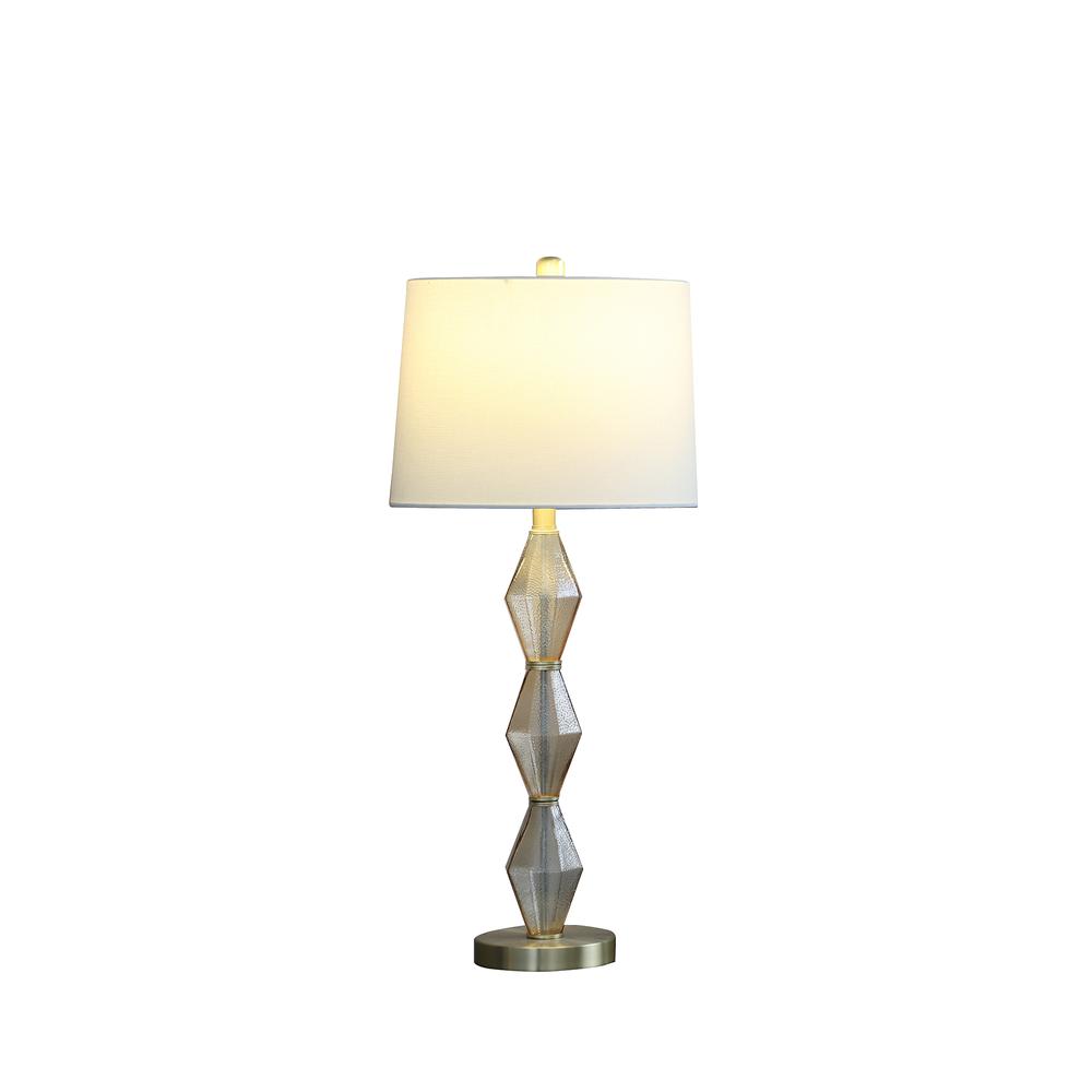 29.5" in EMIL MODERNE GEOMETRIC LIGHT AMBER TEXTURED GLASS BRUSHED GOLD TABLE LAMP. Picture 2