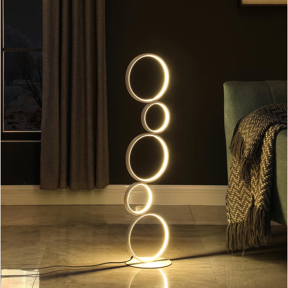38.5" In Else Nordic 5-Ring Shaped White Led Metal Table Lamp. Picture 6